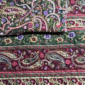 1 1/8 yard Prequilted Double Sided Cotton Fabric Floral Stripe